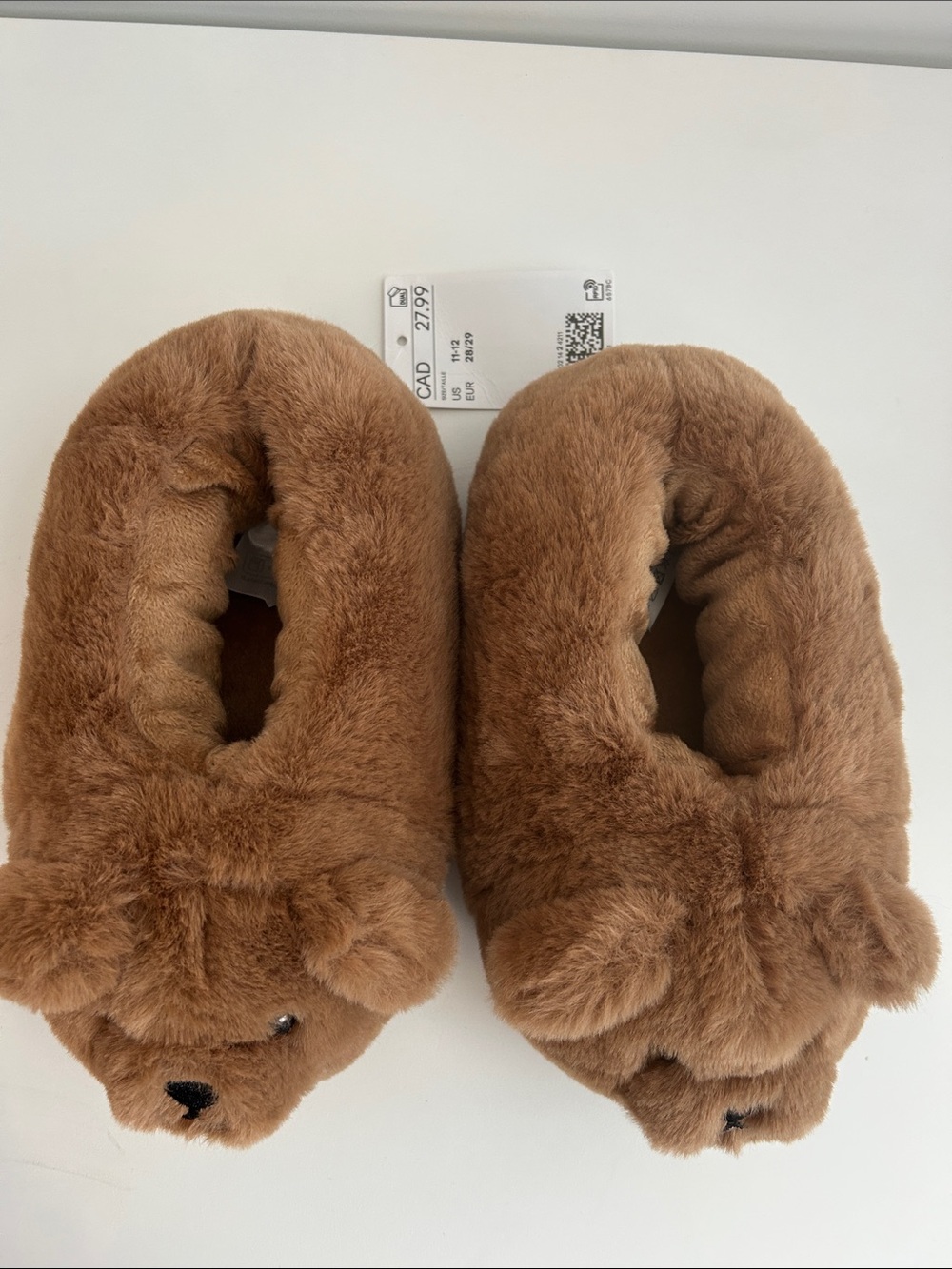 H&M Brown Plush Bear Kids Slippers